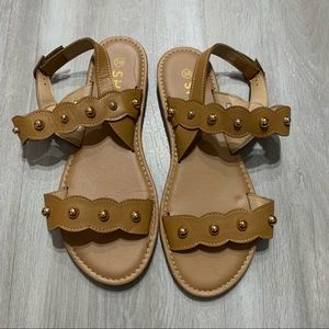 Shein Brown Gold Studded Ankle Sandals Sz 38/8